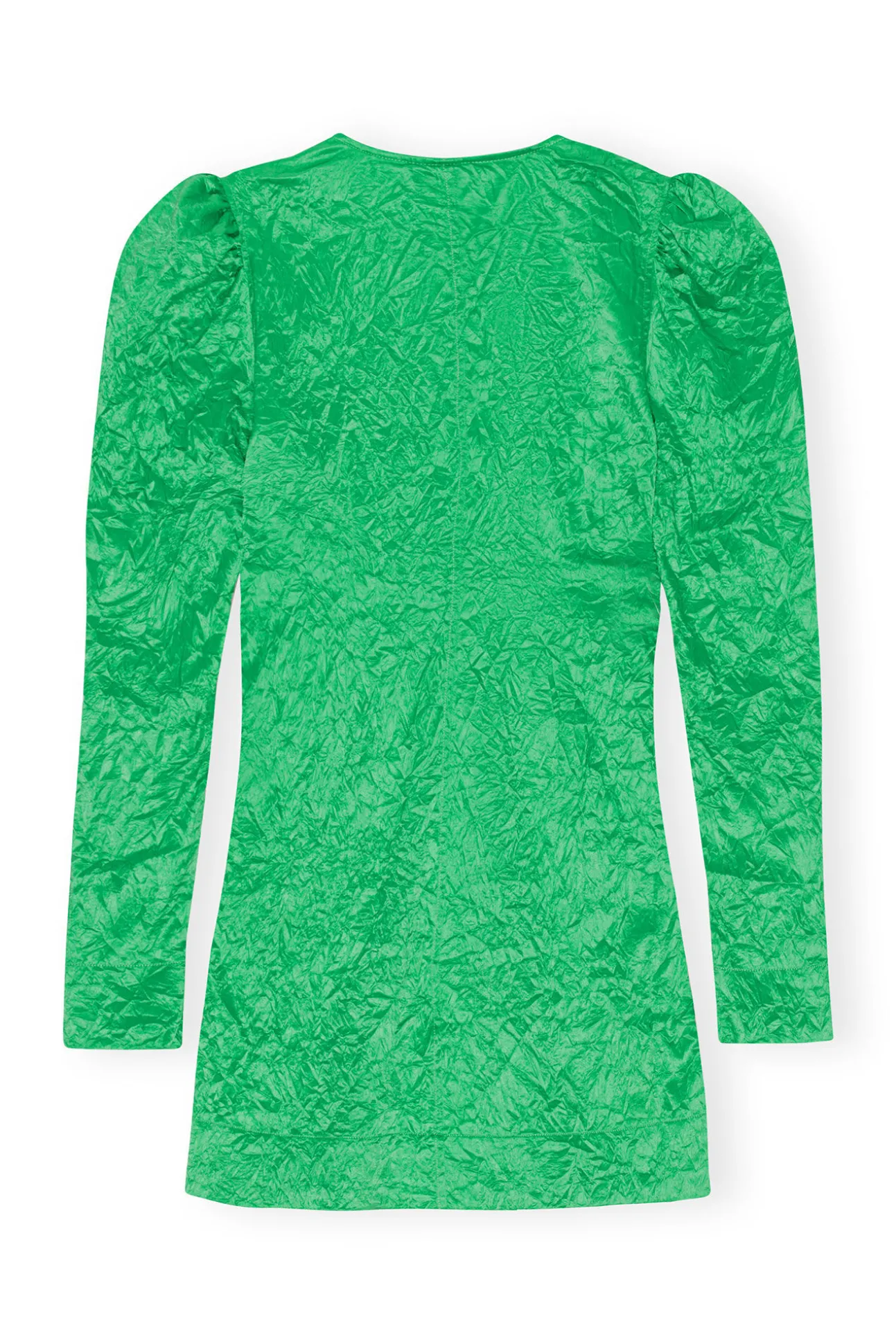 Discount GANNI Grunes Minikleid Mit V-Ausschnitt Aus Geknittertem Satin Bright Green