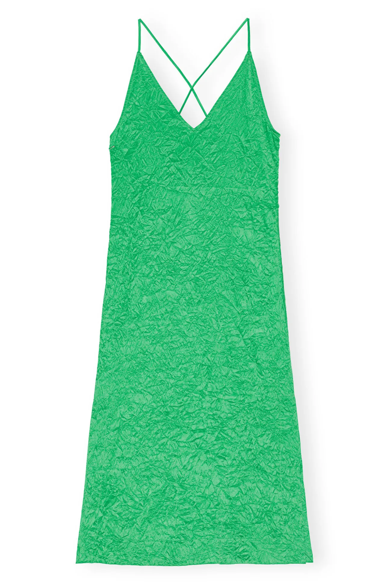 Cheap GANNI Grunes Slipkleid Aus Geknittertem Satin Bright Green