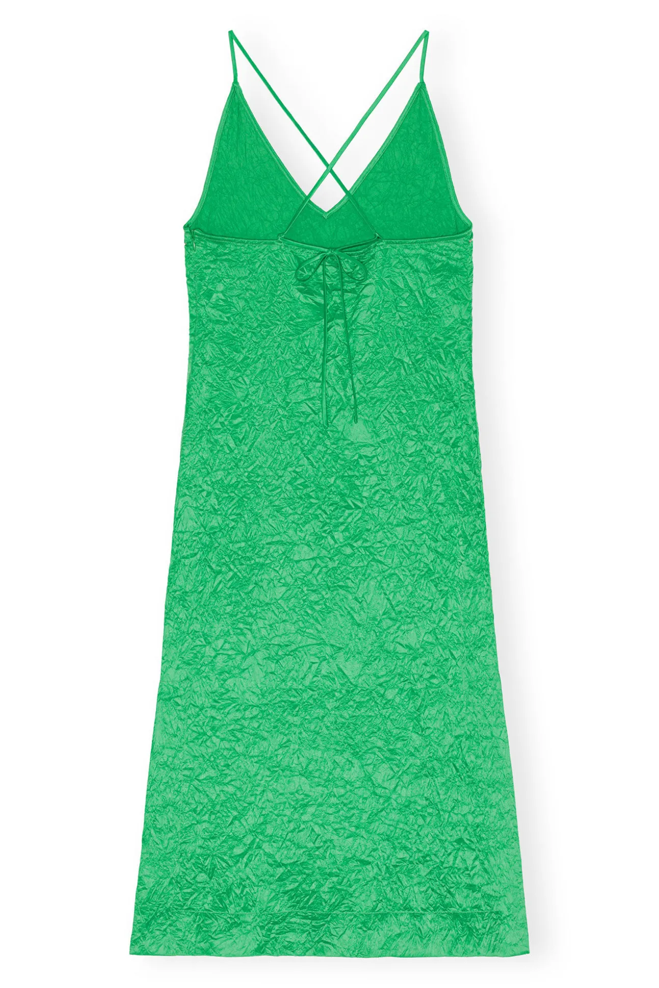 Cheap GANNI Grunes Slipkleid Aus Geknittertem Satin Bright Green