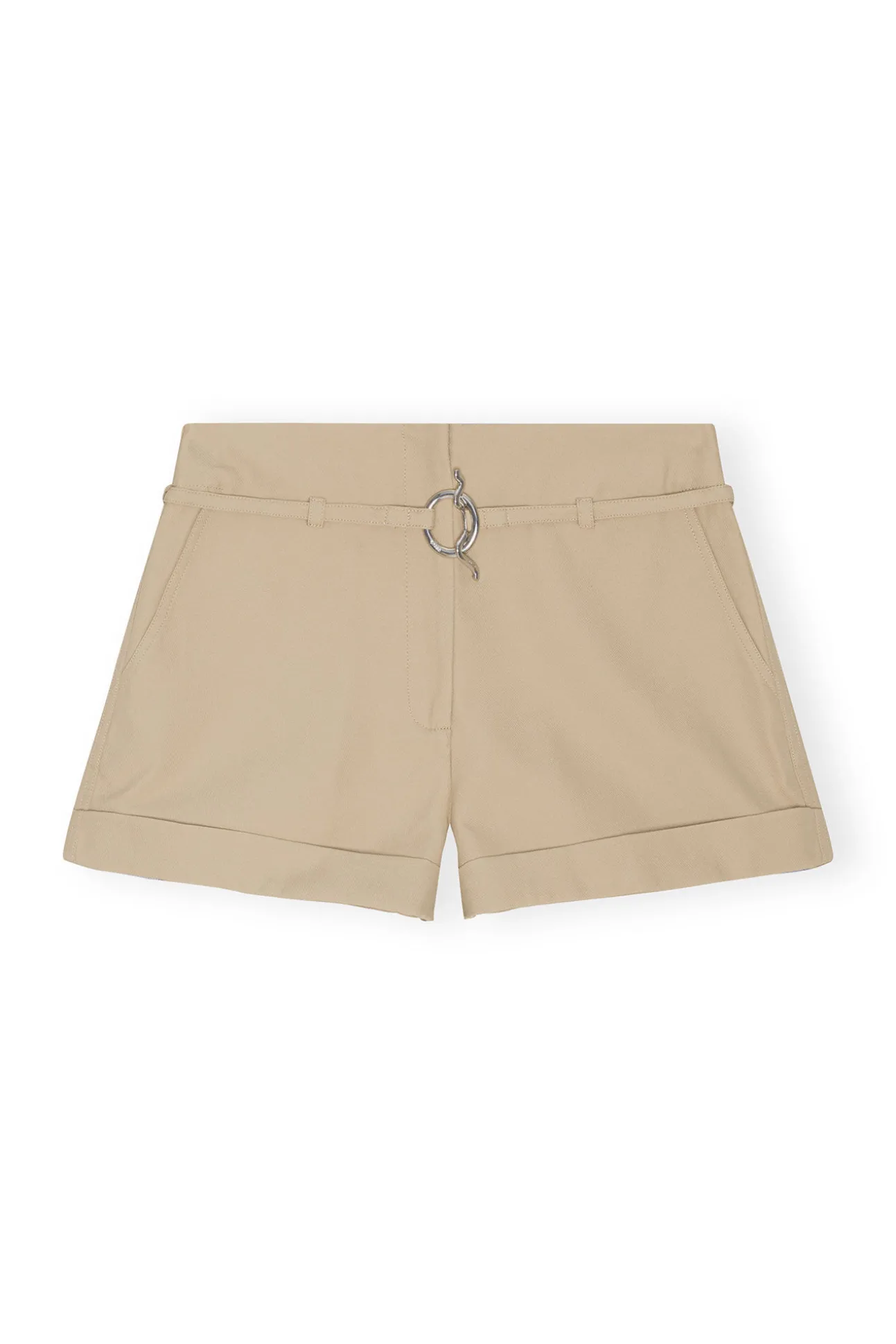 Flash Sale GANNI Gurtelshorts Aus Heavy Twill Pale Khaki
