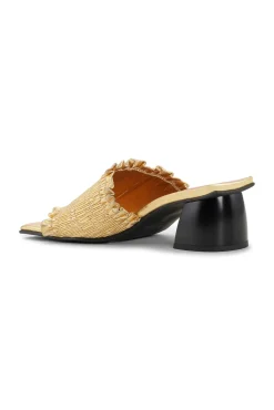 Clearance GANNI Halbhohe Farbene Gesmokte Pantoletten Gold
