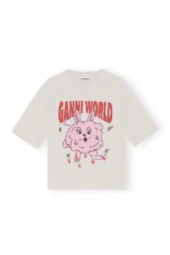 Best GANNI Haschen-T-Shirt Grey Melange/Nature