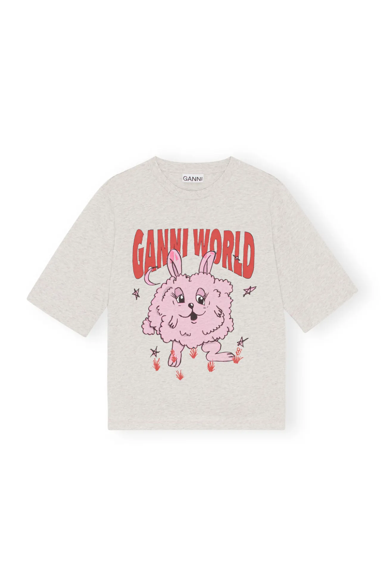 Best GANNI Haschen-T-Shirt Grey Melange/Nature