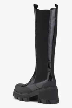 New GANNI Hohe Chelsea-Stiefel Mit Stollen Black