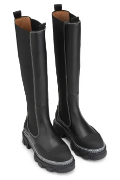 Hot GANNI Hohe Chelsea-Stiefel Mit Stollen Black