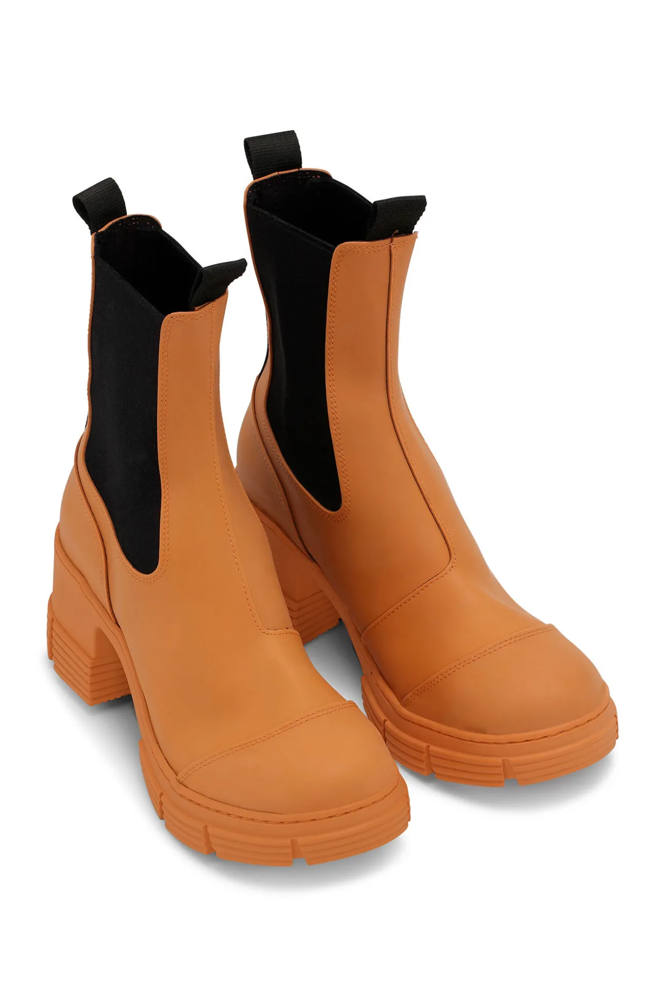 Shop GANNI Hohe City-Stiefel Aus Rubber Vibrant Orange