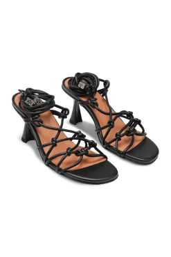 Hot GANNI Hohe Sandalen Mit Schwarzen Knoten Black