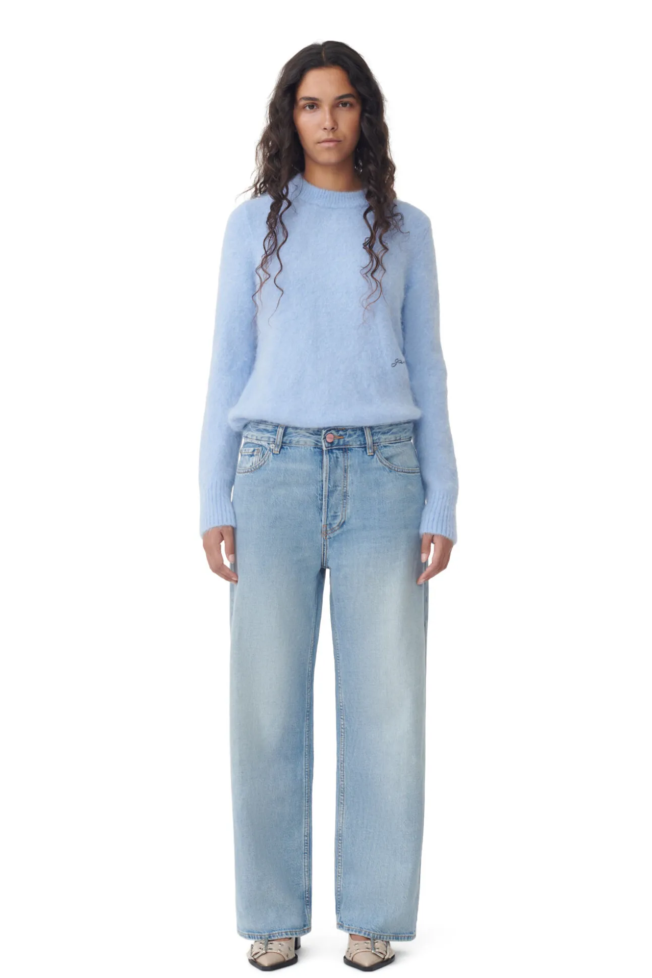 New GANNI Izey-Jeans Light Blue Vintage