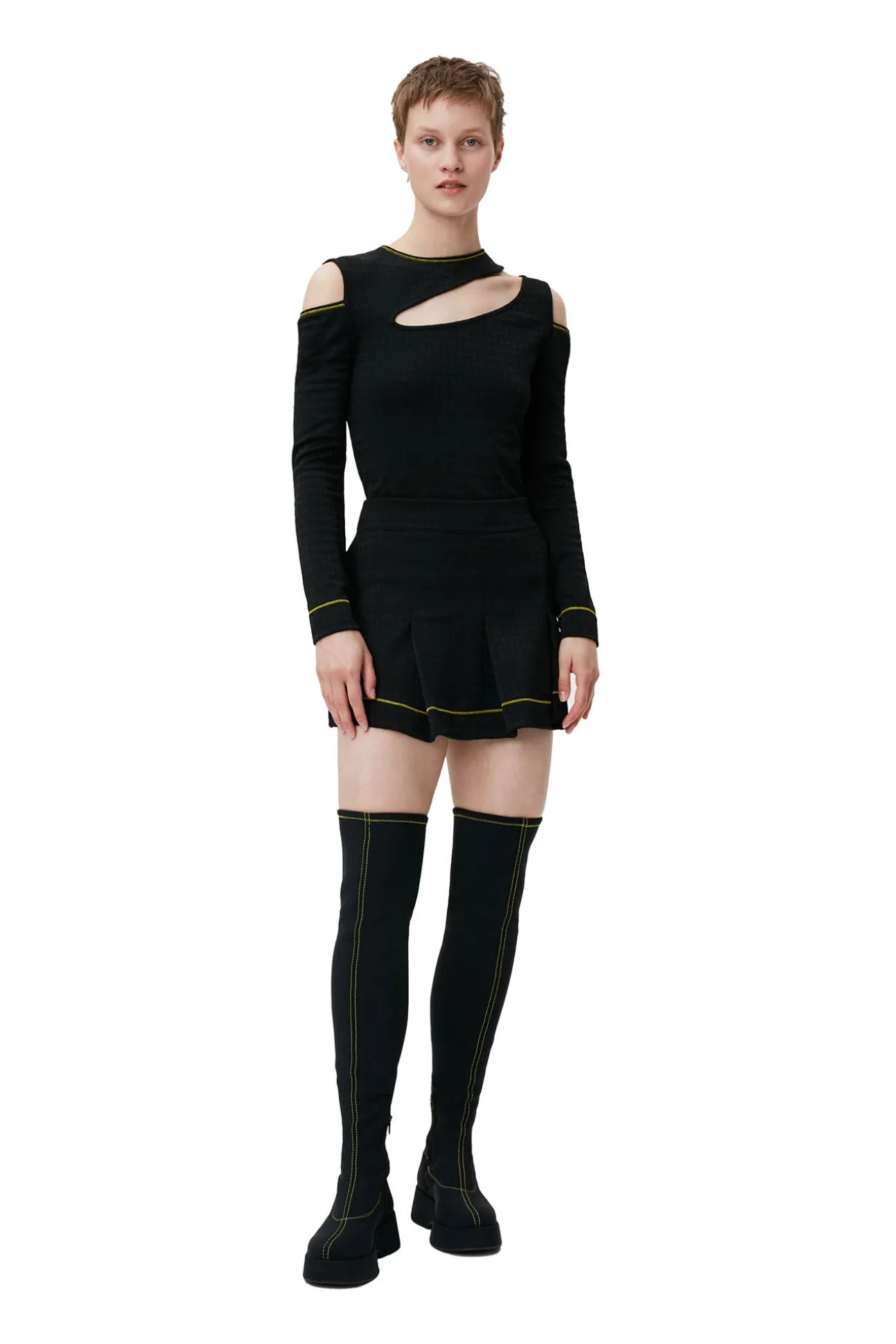 Hot GANNI Jacquard Jersey Blouse Black