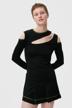 Hot GANNI Jacquard Jersey Blouse Black