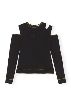 Hot GANNI Jacquard Jersey Blouse Black