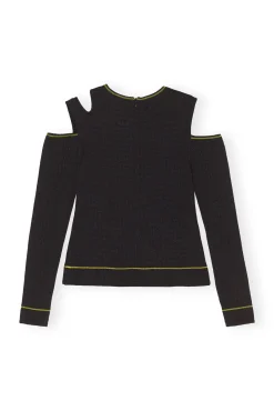 Hot GANNI Jacquard Jersey Blouse Black