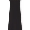 New GANNI Jacquard Jersey Long Dress Black