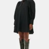 New GANNI Jacquard Organza-Minikleid Black