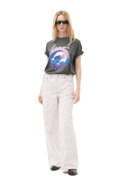 Outlet GANNI Joezy-Jeans Mit Blumenprint Pink Tulle