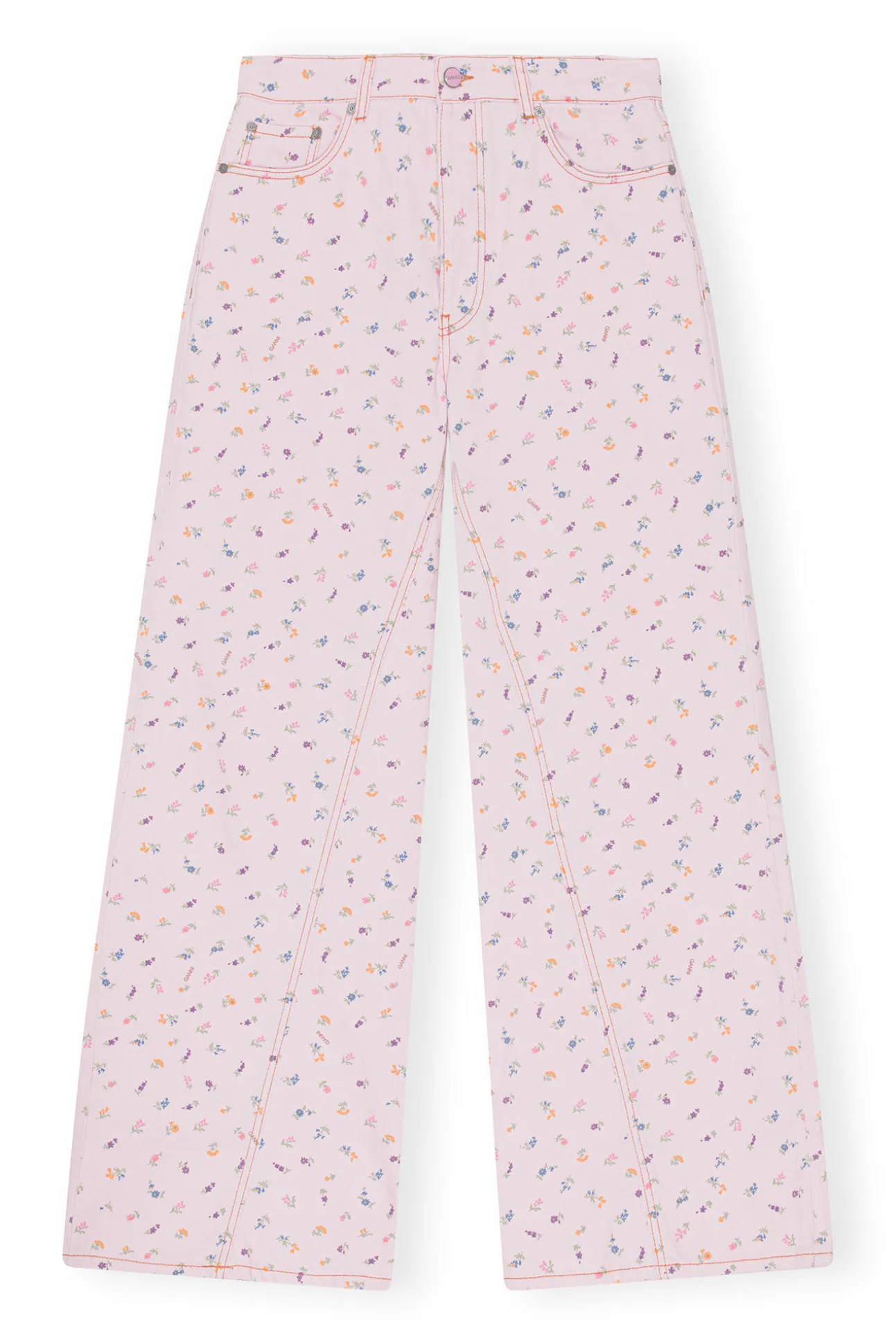 Outlet GANNI Joezy-Jeans Mit Blumenprint Pink Tulle