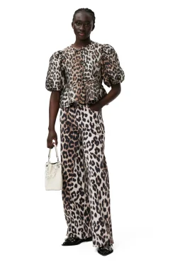 Cheap GANNI Jozey-Leopardenjeans Big Leopard Almond Milk