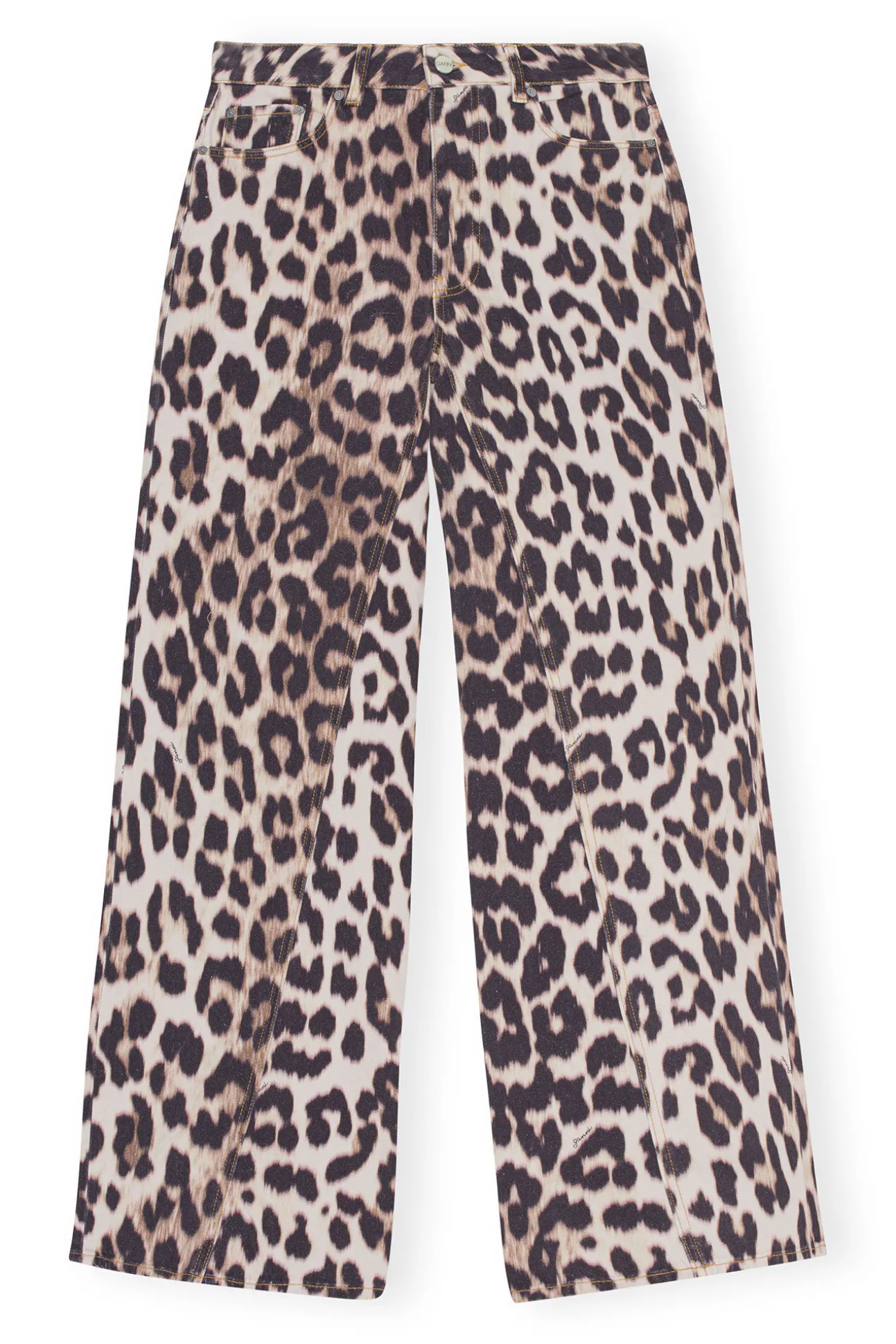 Cheap GANNI Jozey-Leopardenjeans Big Leopard Almond Milk