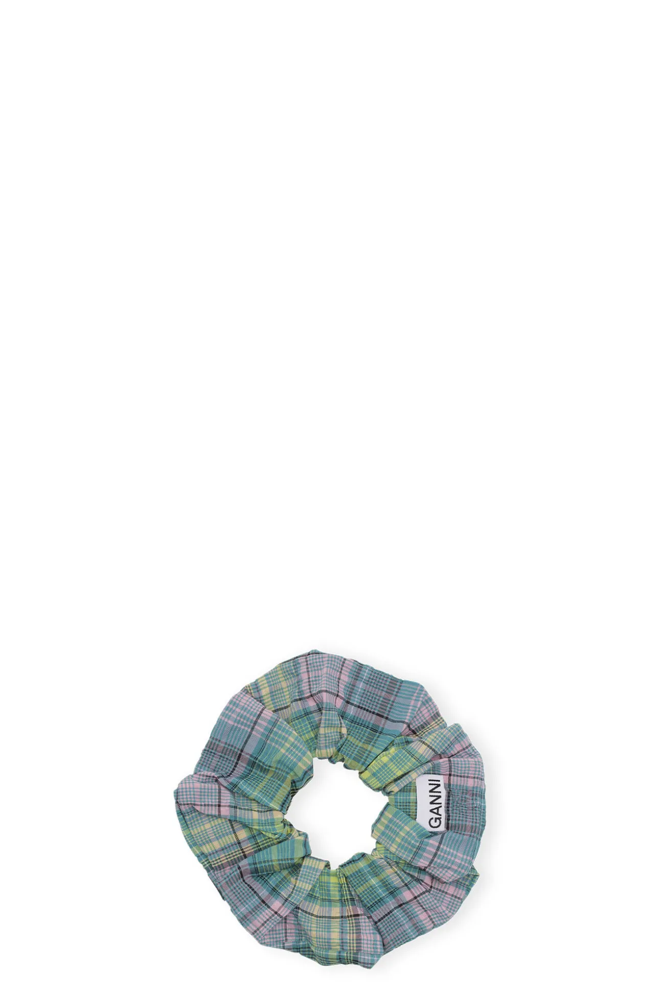 Discount GANNI Kariertes Scrunchie Aus Seersucker Lagoon