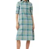 Store GANNI Kariertes Seersucker-Hemdkleid Lagoon
