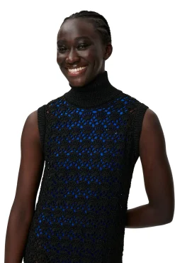 Hot GANNI Kleid Mit Hohem Hals Black