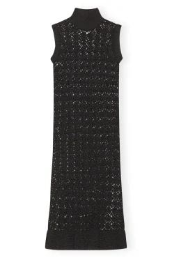 Hot GANNI Kleid Mit Hohem Hals Black