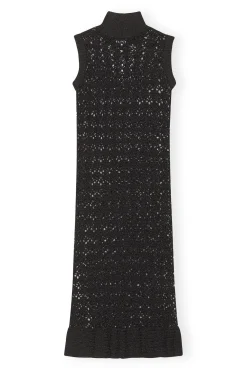 Hot GANNI Kleid Mit Hohem Hals Black