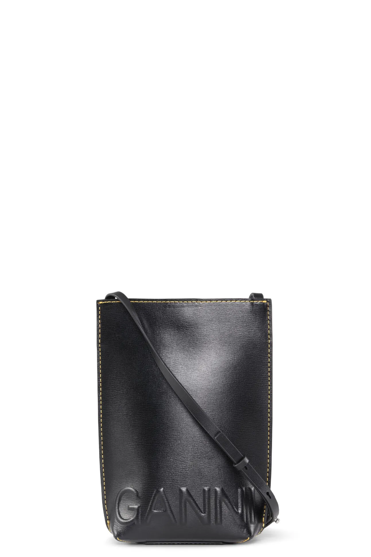 Shop GANNI Kleine Banner-Umhangetasche Black