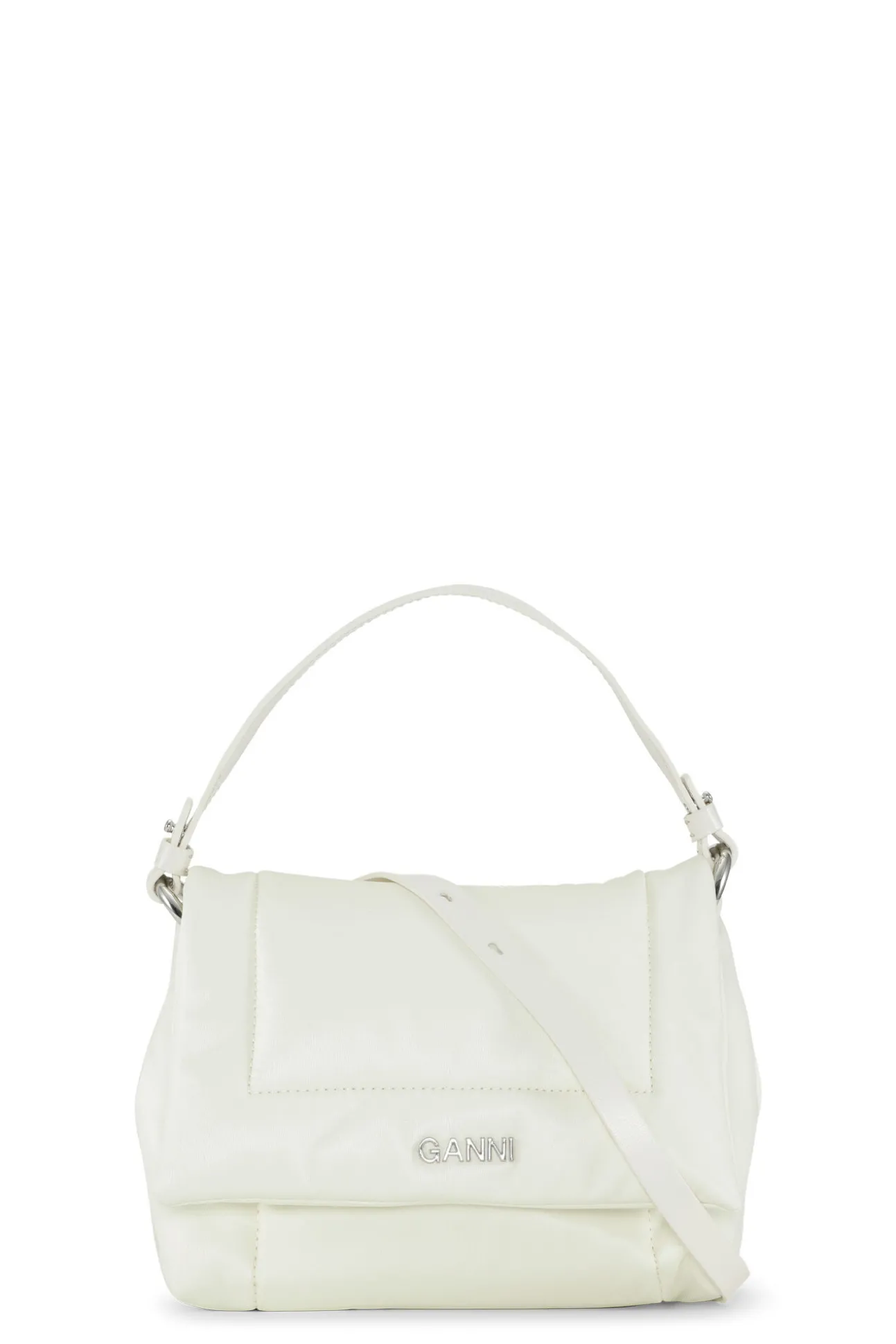 New GANNI Kleine, Umklappbare Pillow-Tasche Egret