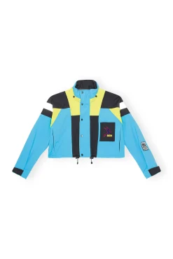Fashion GANNI Kria Neoshell Cropped Jacke Lagoon