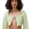 Store GANNI Kurz Geschnittene Bluse Aus Stretch-Anzugstoff Lily Green