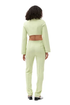 Store GANNI Kurz Geschnittene Bluse Aus Stretch-Anzugstoff Lily Green