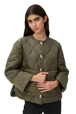 Discount GANNI Kurz Geschnittene Ripstop-Jacke Kalamata