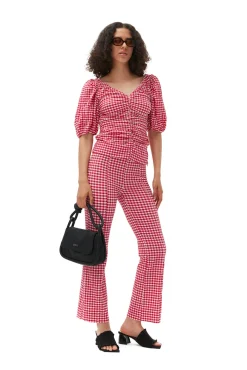 Discount GANNI Kurz Geschnittene Seersucker-Hose Mit Stretch Love Potion