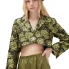 Best Sale GANNI Kurz Geschnittener Anzugblazer Mit Blumenjacquard Lemon Zest