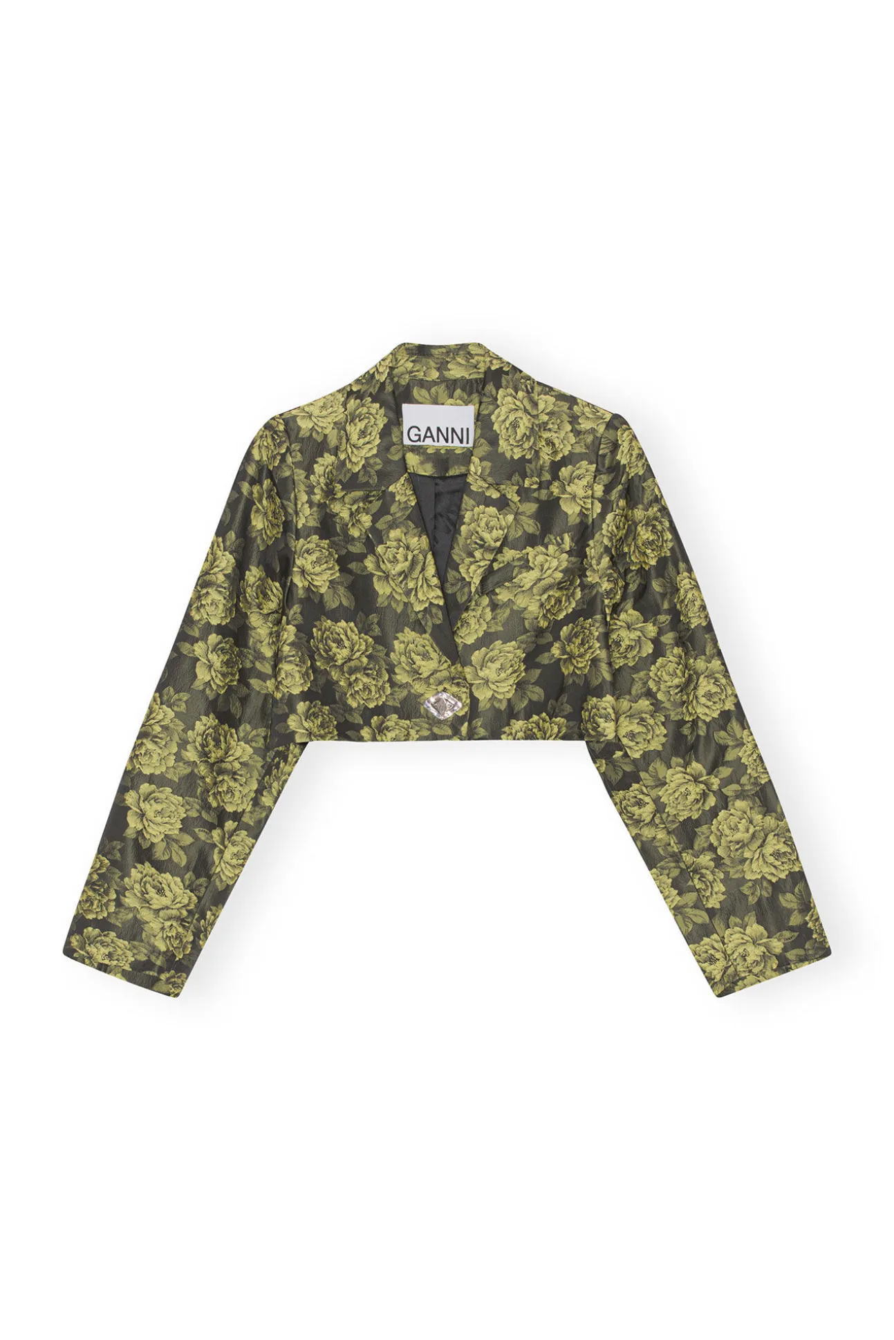 Best Sale GANNI Kurz Geschnittener Anzugblazer Mit Blumenjacquard Lemon Zest