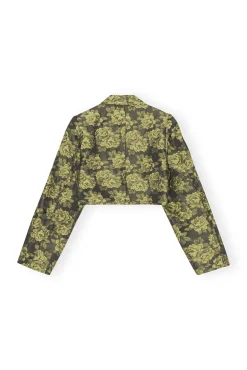 Best Sale GANNI Kurz Geschnittener Anzugblazer Mit Blumenjacquard Lemon Zest