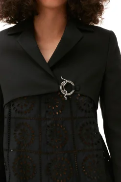 Best GANNI Kurz Geschnittener Blazer Aus Cotton-Anzugstoff Black