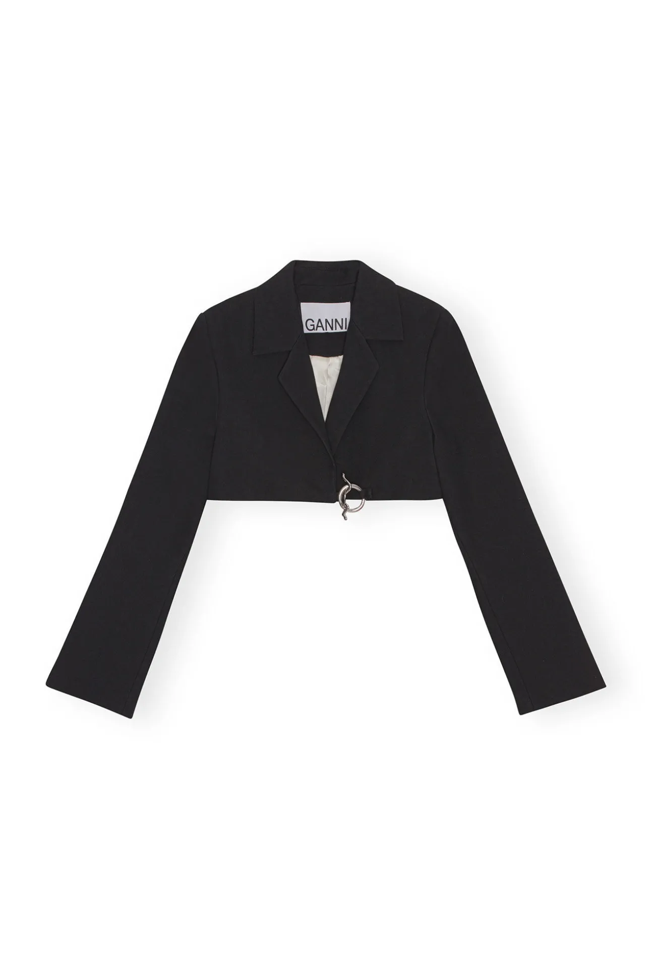 Best GANNI Kurz Geschnittener Blazer Aus Cotton-Anzugstoff Black