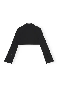 Best GANNI Kurz Geschnittener Blazer Aus Cotton-Anzugstoff Black