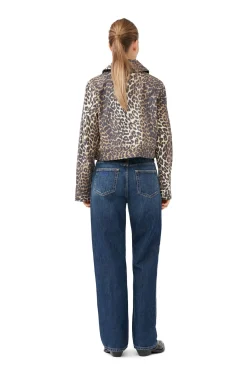 Flash Sale GANNI Kurze Canvas-Jacke Mit Leopardenprint Almond Milk