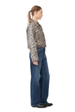 Flash Sale GANNI Kurze Canvas-Jacke Mit Leopardenprint Almond Milk