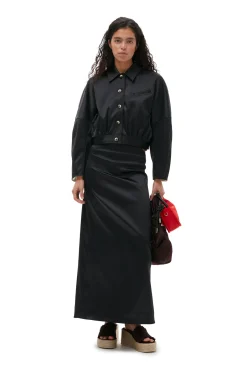 Discount GANNI Kurze Doppel-Satin-Jacke Black
