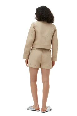 Shop GANNI Kurze Jacke Aus Heavy Twill Pale Khaki