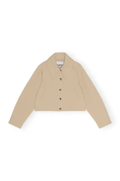 Shop GANNI Kurze Jacke Aus Heavy Twill Pale Khaki