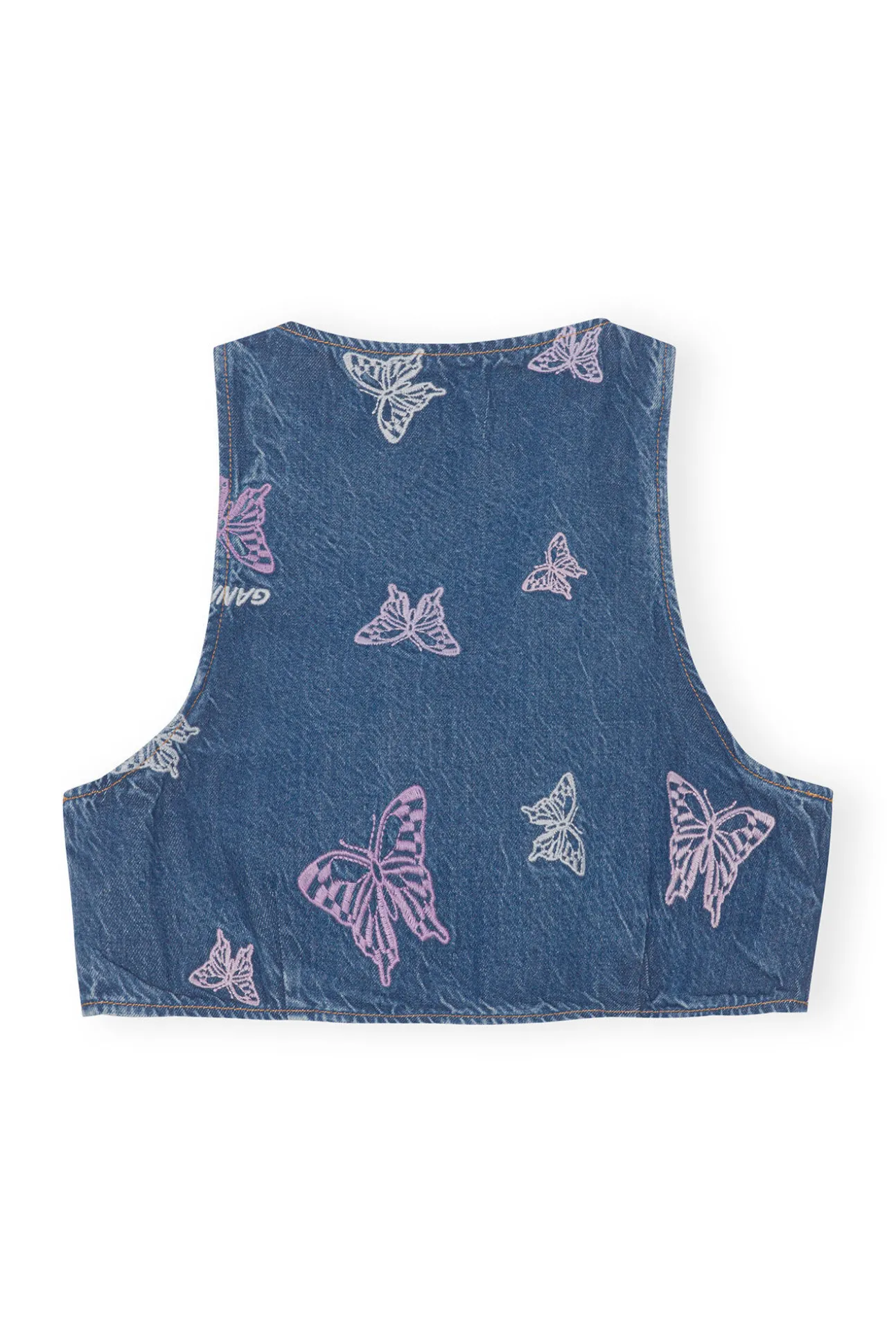 Cheap GANNI Kurzer Geschnittene-Weste Mit Schmetterlingsstickerei Denim