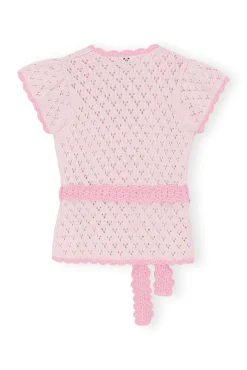 Discount GANNI Lace-Cardigan Mit Kurzen Armeln Pink Tulle
