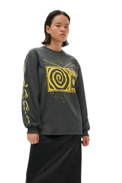 Flash Sale GANNI Langarmeliges Future-T-Shirt Volcanic Ash