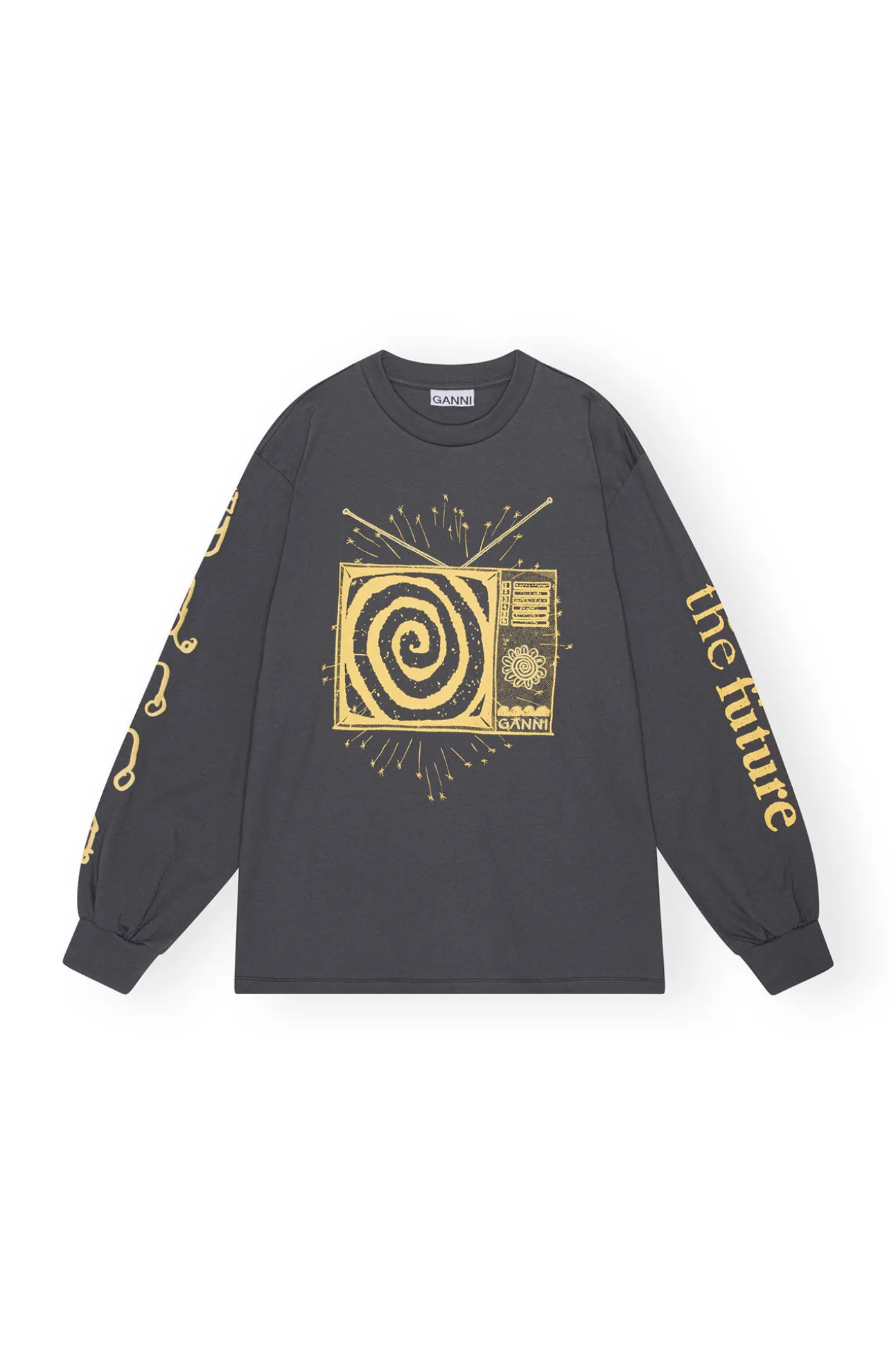 Flash Sale GANNI Langarmeliges Future-T-Shirt Volcanic Ash