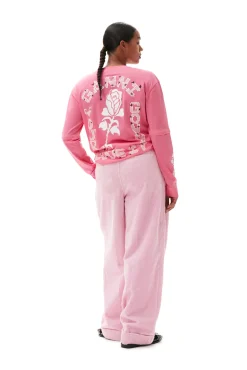 Sale GANNI Langarm-T-Shirt Shocking Pink